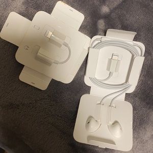 Apple head phones with a headphones adopter
